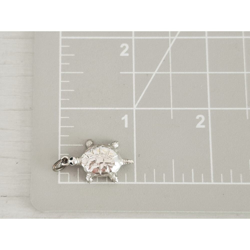 Vintage Sterling Silver Wells Designer Turtle Silver Charm Pendant - Picture 7 of 8